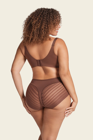 Lace Stripe Undetectable Shaper Panty Dark Brown