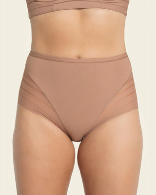 Lace Stripe Undetectable Shaper Panty Brown