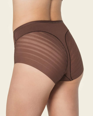 Lace Stripe Undetectable Shaper Panty Dark Brown