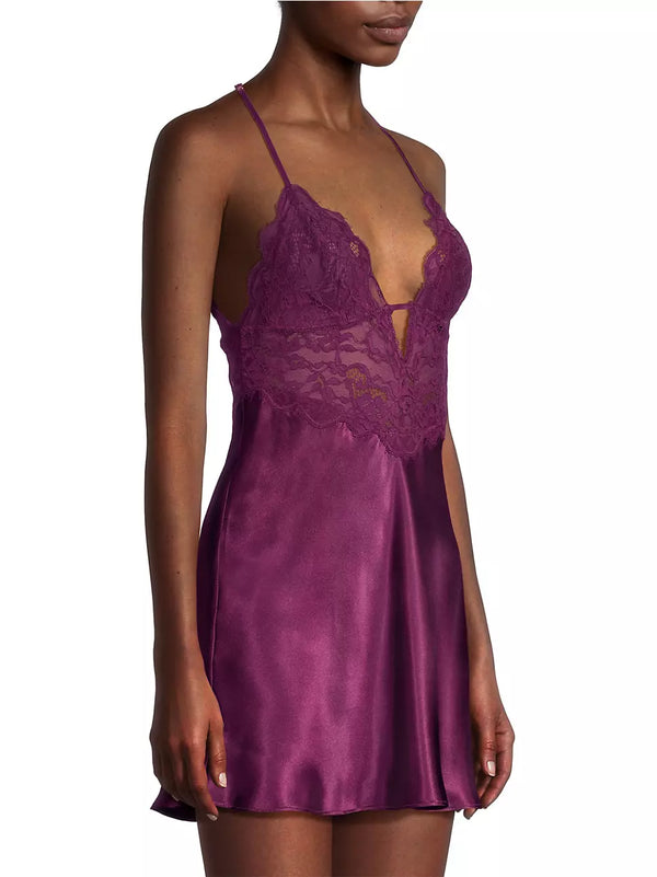 Geneva Satin Chemise Plum