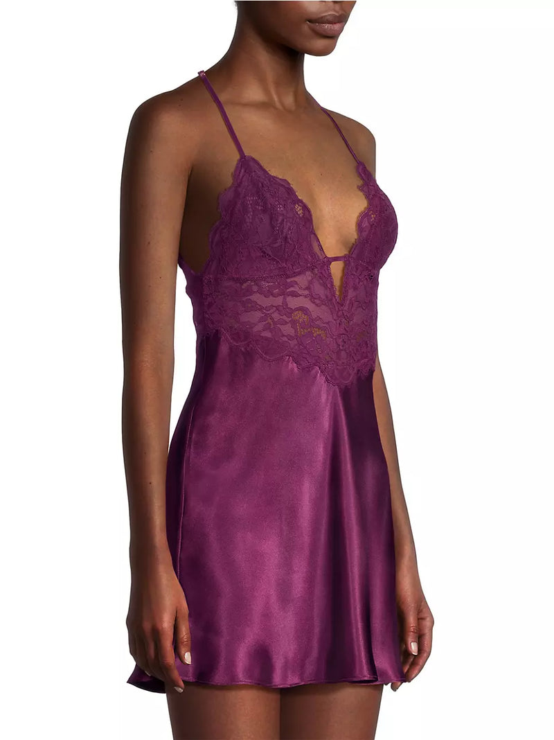 Geneva Satin Chemise Plum