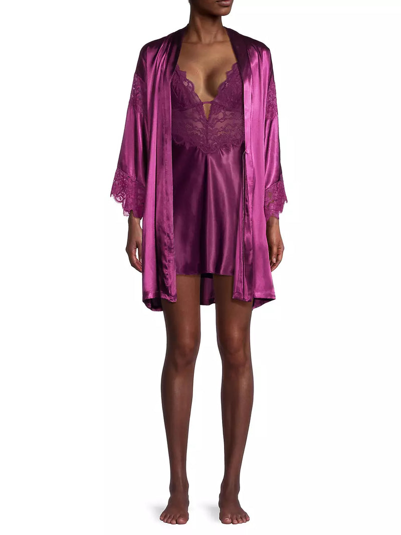 Geneva Satin Robe Plum