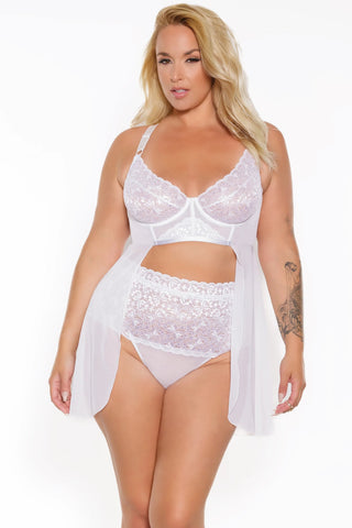Plus Underwired Open Babydoll w/High Panty