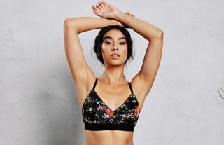 Retro Lace Bralette Set Black Floral