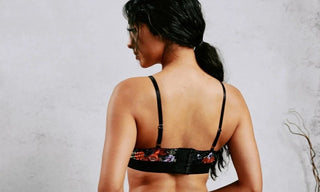 Retro Lace Bralette Set Black Floral