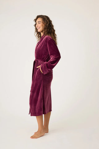 Velvety Velour Bordeaux Robe