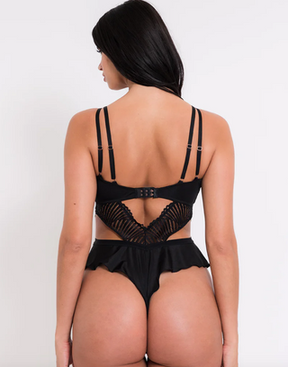 After Hours Stretch Lace Teddy Black