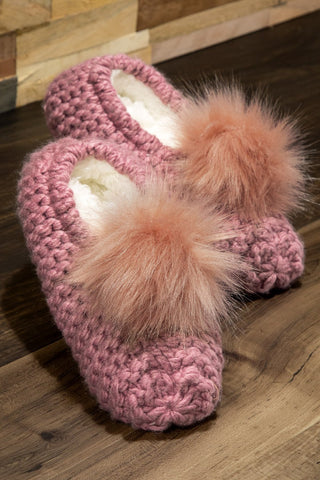 Knit & Fuzzy Ruggine Slippers w/Non-Slip Bottom