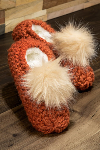 Knit & Fuzzy Ruggine Slippers w/Non-Slip Bottom