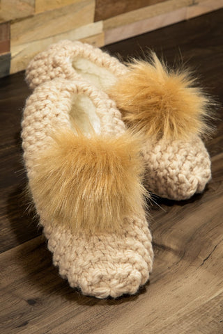 Knit & Fuzzy Ruggine Slippers w/Non-Slip Bottom