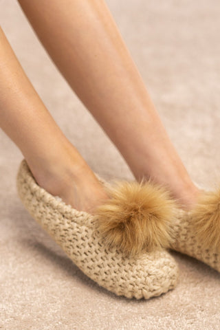 Knit & Fuzzy Ruggine Slippers w/Non-Slip Bottom