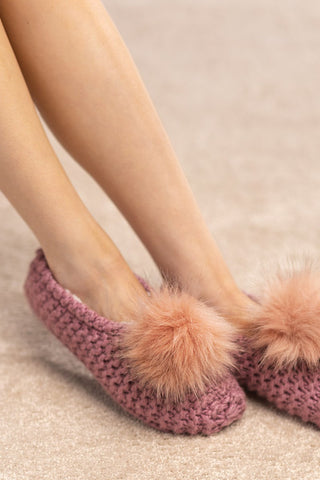 Knit & Fuzzy Ruggine Slippers w/Non-Slip Bottom