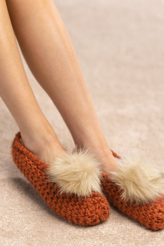 Knit & Fuzzy Ruggine Slippers w/Non-Slip Bottom