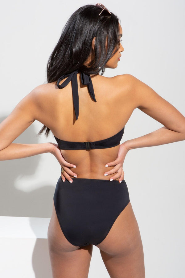 Space High Waist High Leg Brief Black