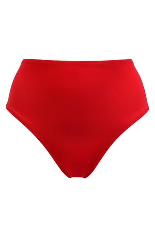 Space Frill High Waist High Leg Bikini Bottom Red