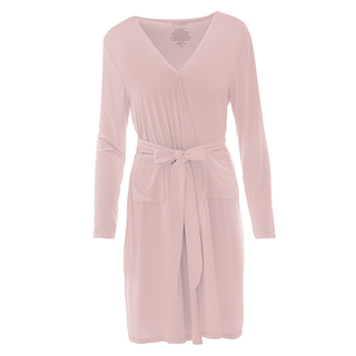 Plus Curvaceous Cozy Bamboo Lounge Robe with Pockets Baby Rose