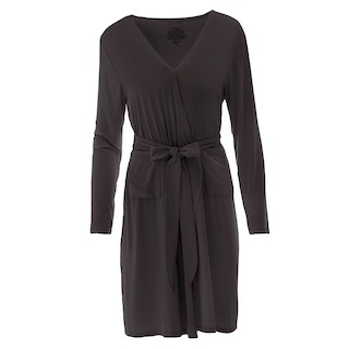 Curvaceous Cozy Bamboo Lounge Robe with Pockets Midnight