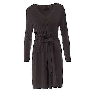Plus Curvaceous Cozy Bamboo Lounge Robe with Pockets Midnight