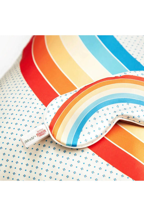 Satin Pillowcase Set Rainbow Stranger Things with Sleep Mask