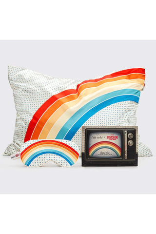 Satin Pillowcase Set Rainbow Stranger Things with Sleep Mask