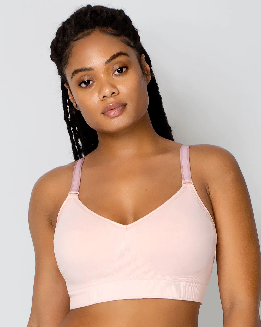 Wireless Bra Seamless Bra, Born for Her 2.0 Basic Buttery Smooth Lightly  Lined Wireless Bra EB025, Oyster Pink, 3X-Large